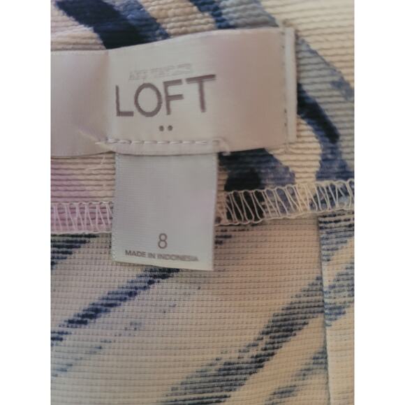 Loft Skirt Tan/Blue Back Zip/Slit Sz 8 - Picture 4 of 5
